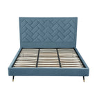 Manhattan Comfort Crosby Modern Velvet Upholstered King Bed in Blue