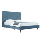 Manhattan Comfort Crosby Modern Velvet Upholstered King Bed in Blue