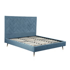 Manhattan Comfort Crosby Modern Velvet Upholstered King Bed in Blue