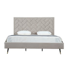 Manhattan Comfort Crosby Modern Velvet Upholstered King Bed in Greige