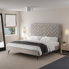Manhattan Comfort Crosby Modern Velvet Upholstered King Bed in Greige