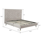 Manhattan Comfort Crosby Modern Velvet Upholstered King Bed in Greige
