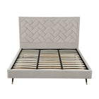 Manhattan Comfort Crosby Modern Velvet Upholstered King Bed in Greige