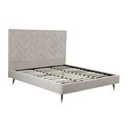 Manhattan Comfort Crosby Modern Velvet Upholstered King Bed in Greige
