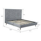 Manhattan Comfort Crosby Modern Velvet Upholstered King Bed in Gray
