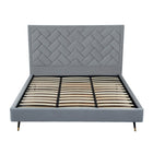 Manhattan Comfort Crosby Modern Velvet Upholstered King Bed in Gray