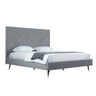 Manhattan Comfort Crosby Modern Velvet Upholstered King Bed in Gray