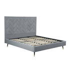 Manhattan Comfort Crosby Modern Velvet Upholstered King Bed in Gray