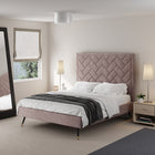Manhattan Comfort Crosby Modern Velvet Upholstered Queen Bed in Blush