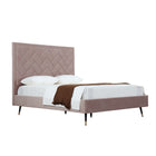 Manhattan Comfort Crosby Modern Velvet Upholstered Queen Bed in Blush