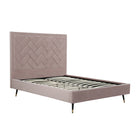 Manhattan Comfort Crosby Modern Velvet Upholstered Queen Bed in Blush