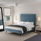 Manhattan Comfort Crosby Modern Velvet Upholstered Queen Bed in Blue