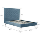 Manhattan Comfort Crosby Modern Velvet Upholstered Queen Bed in Blue