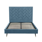 Manhattan Comfort Crosby Modern Velvet Upholstered Queen Bed in Blue