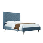 Manhattan Comfort Crosby Modern Velvet Upholstered Queen Bed in Blue