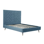 Manhattan Comfort Crosby Modern Velvet Upholstered Queen Bed in Blue