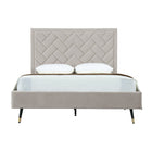 Manhattan Comfort Crosby Modern Velvet Upholstered Queen Bed in Greige