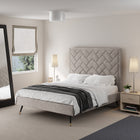 Manhattan Comfort Crosby Modern Velvet Upholstered Queen Bed in Greige