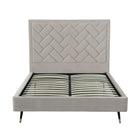 Manhattan Comfort Crosby Modern Velvet Upholstered Queen Bed in Greige