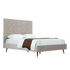 Manhattan Comfort Crosby Modern Velvet Upholstered Queen Bed in Greige