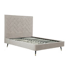 Manhattan Comfort Crosby Modern Velvet Upholstered Queen Bed in Greige
