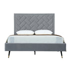 Manhattan Comfort Crosby Modern Velvet Upholstered Queen Bed in Gray