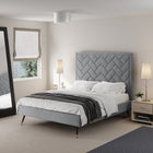 Manhattan Comfort Crosby Modern Velvet Upholstered Queen Bed in Gray