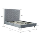 Manhattan Comfort Crosby Modern Velvet Upholstered Queen Bed in Gray