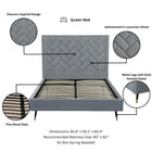 Manhattan Comfort Crosby Modern Velvet Upholstered Queen Bed in Gray
