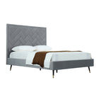 Manhattan Comfort Crosby Modern Velvet Upholstered Queen Bed in Gray