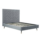Manhattan Comfort Crosby Modern Velvet Upholstered Queen Bed in Gray