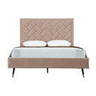 Manhattan Comfort Crosby Modern Velvet Upholstered Queen Bed in Nude