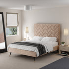 Manhattan Comfort Crosby Modern Velvet Upholstered Queen Bed in Nude