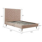 Manhattan Comfort Crosby Modern Velvet Upholstered Queen Bed in Nude