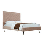 Manhattan Comfort Crosby Modern Velvet Upholstered Queen Bed in Nude