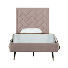 Manhattan Comfort Crosby Modern Velvet Upholstered Twin Bed in Blush