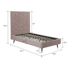 Manhattan Comfort Crosby Modern Velvet Upholstered Twin Bed in Blush