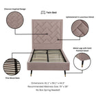 Manhattan Comfort Crosby Modern Velvet Upholstered Twin Bed in Blush