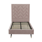 Manhattan Comfort Crosby Modern Velvet Upholstered Twin Bed in Blush