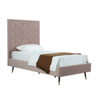Manhattan Comfort Crosby Modern Velvet Upholstered Twin Bed in Blush