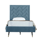 Manhattan Comfort Crosby Modern Velvet Upholstered Twin Bed in Blue