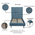 Manhattan Comfort Crosby Modern Velvet Upholstered Twin Bed in Blue