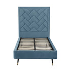 Manhattan Comfort Crosby Modern Velvet Upholstered Twin Bed in Blue