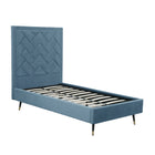 Manhattan Comfort Crosby Modern Velvet Upholstered Twin Bed in Blue