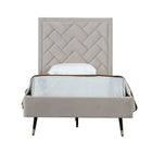 Manhattan Comfort Crosby Modern Velvet Upholstered Twin Bed in Greige
