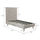 Manhattan Comfort Crosby Modern Velvet Upholstered Twin Bed in Greige
