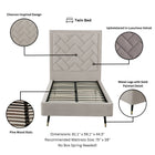 Manhattan Comfort Crosby Modern Velvet Upholstered Twin Bed in Greige