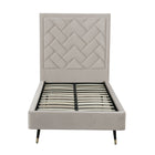 Manhattan Comfort Crosby Modern Velvet Upholstered Twin Bed in Greige