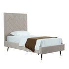 Manhattan Comfort Crosby Modern Velvet Upholstered Twin Bed in Greige