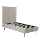 Manhattan Comfort Crosby Modern Velvet Upholstered Twin Bed in Greige